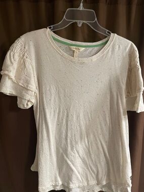Matilda Jane Cream Speckled Ruffle Sleeve Tee